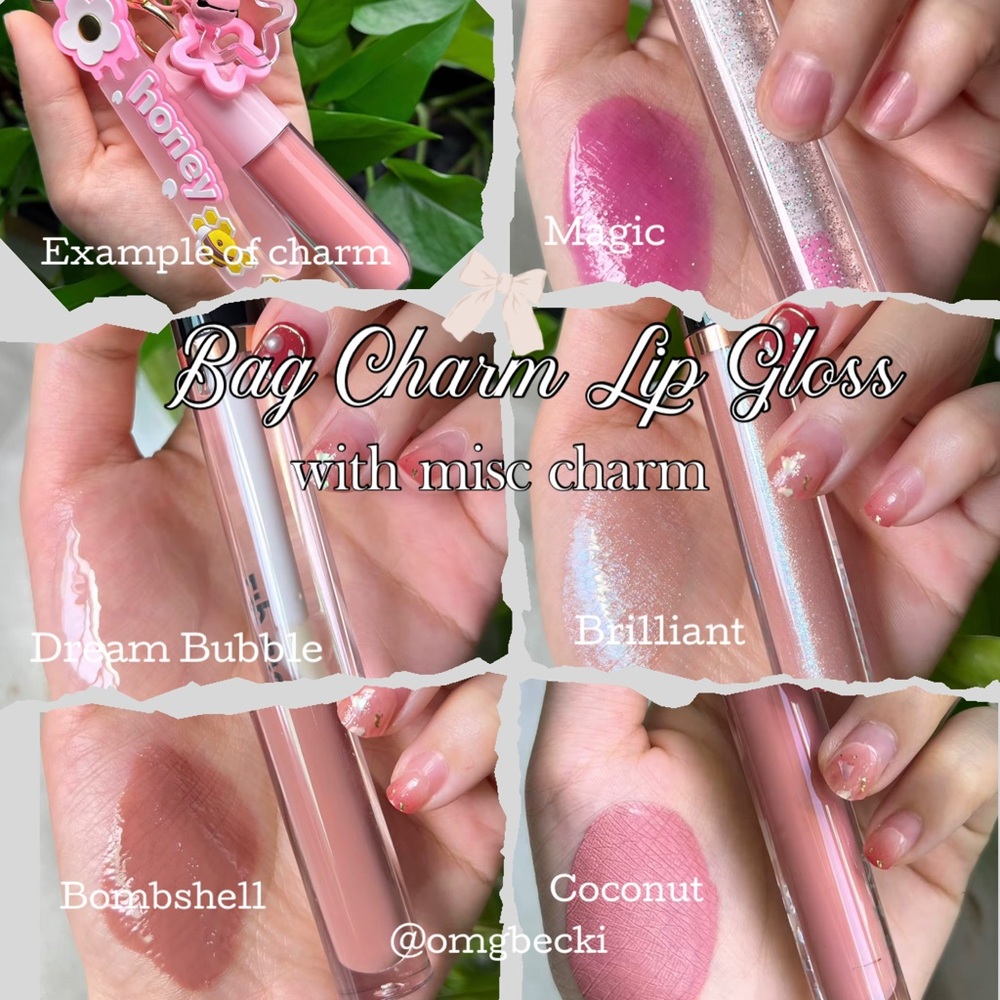 Bag Charm Lip Gloss — 5 Colors to Choose from with miscellaneous charm
